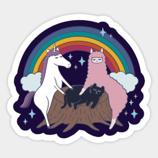 Popular Animals - Unicorn, Llama & Cat (Illustration) Sticker